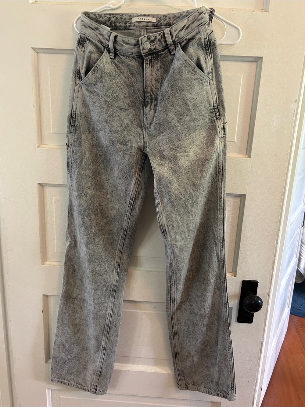 PacSun Women’s Gray Acid-Wash Relaxed Carpenter Jeans